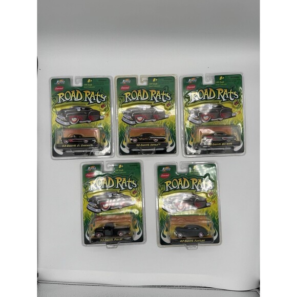 Jada Road Rats 1:64 Chevy Set of 5 NIP 2002 Diecast Rubber Tires Rare - Picture 1 of 8